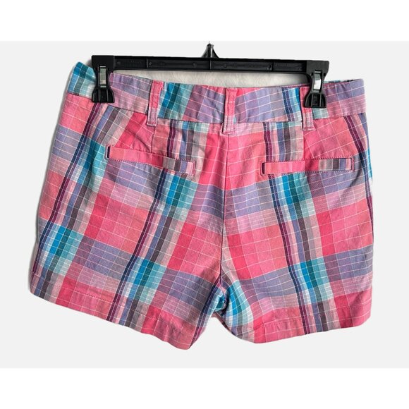 J.Crew 4" Plaid Chino Short, Pink Blue Plaid, Size 4 - Picture 5 of 8